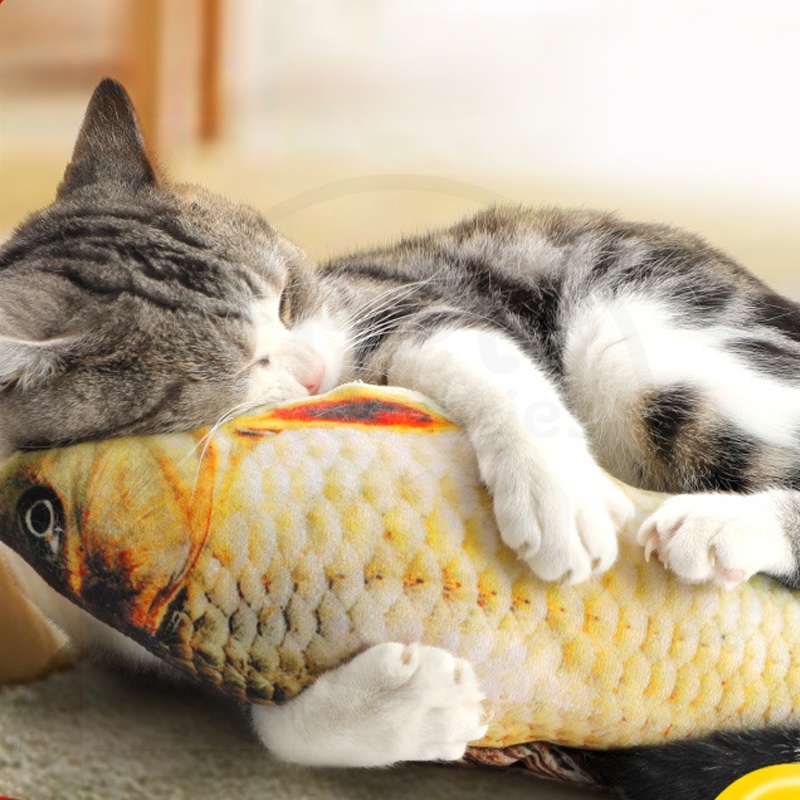 mainan kucing bentuk ikan dan catnip mainan boneka tahan gigitan mainan kucing