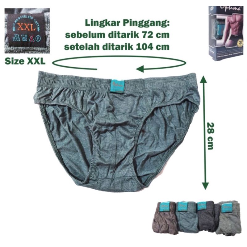 CD cowok optima 9868 celana dalam pria XXL 1 kotak isi 3pcs