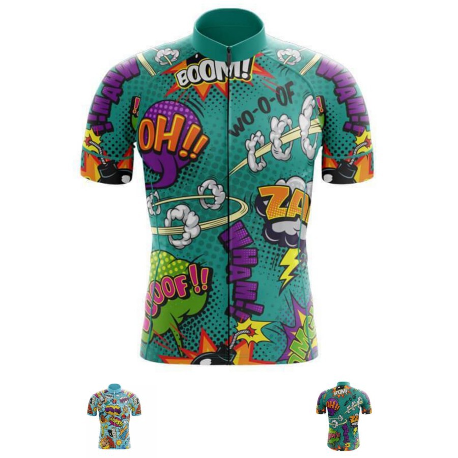 Explosive Comics Jersey baju Sepeda Roadbike Pria - GREEN