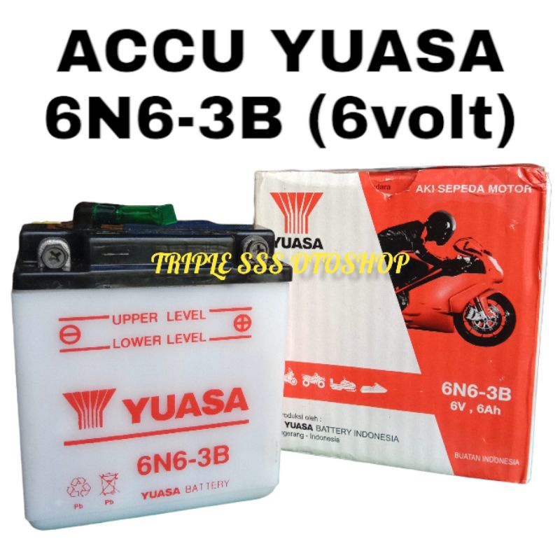 ACCU YUASA AKI 6N6-3B (6VOLT 6 AMPERE) CB100 / CG100 / CG125 / GL125 / RX KING LAMA (6VOLT)