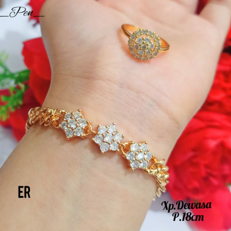 Fourfashion Set Perhiasan Wanita Gelang+Cincin PD208