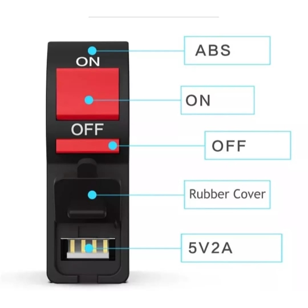 saklar serba fungsi on/off plus usb charger hp universal semua motor