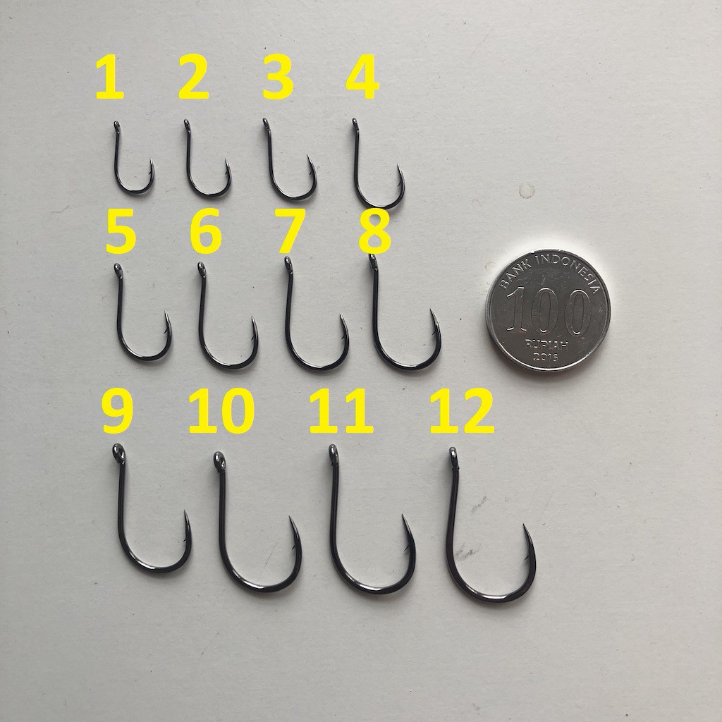 Mata Kail Pancing CUSTOM Chinu 1053 Ukuran Besar Isi Banyak Set Kail Carbon Alat Pancing Murah