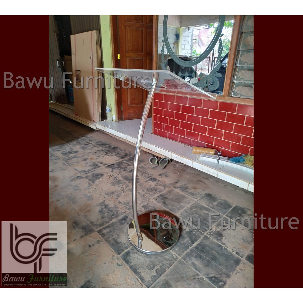 Mimbar Podium Pulpits Minimalis Gereja Zaman Now Stainless Steel Kombinasi Akrilik Ready Stock