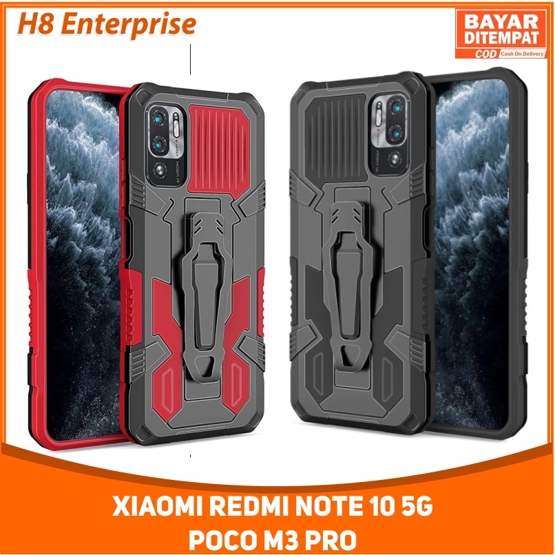 H8 Hard case i-Crystal Case Xiaomi Redmi Note 10 5G Poco M3 Pro with Belt Clip &amp; stan