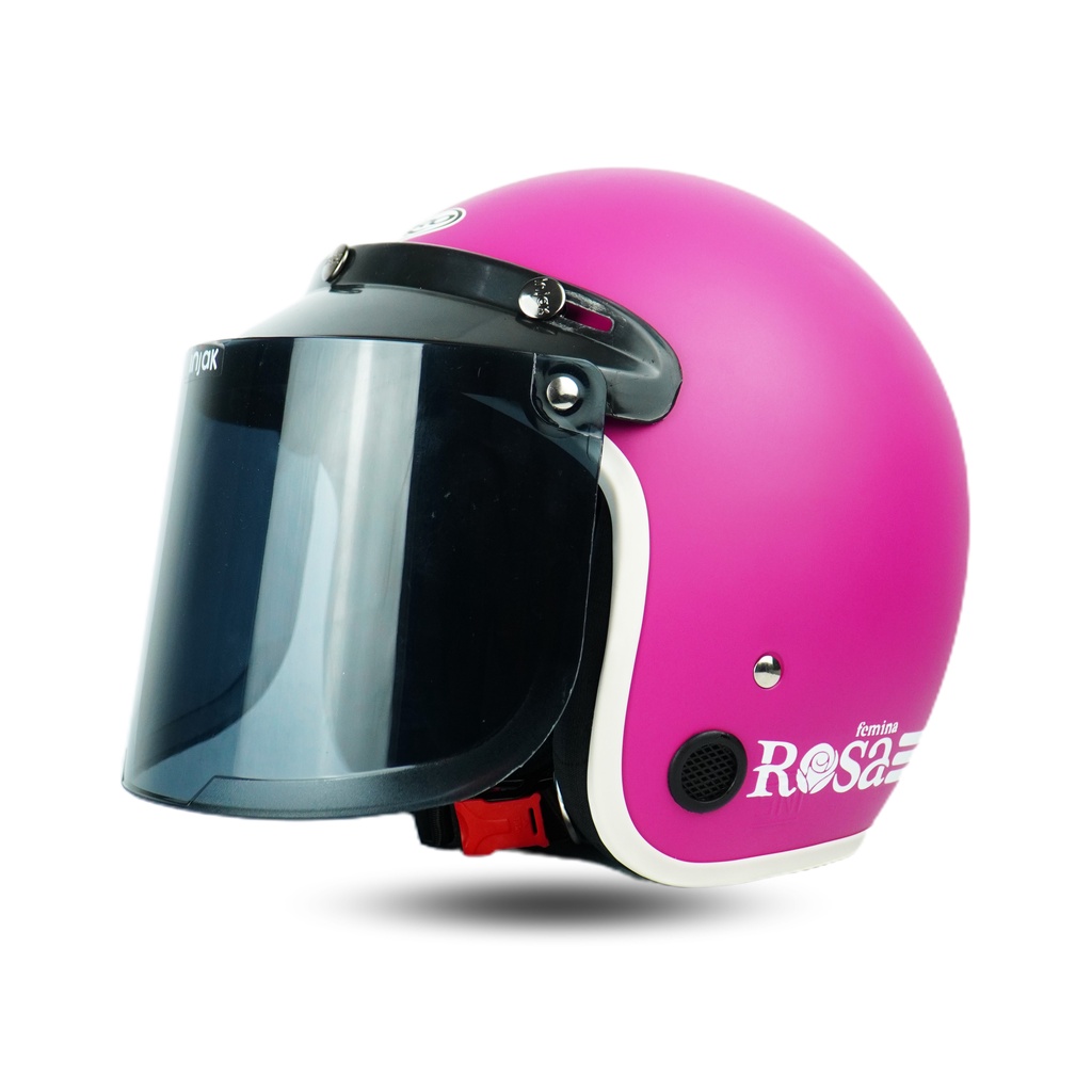 Helm Bogo Wanita Dewasa Helem Retro Cewek Motor Sni Warna Pastel