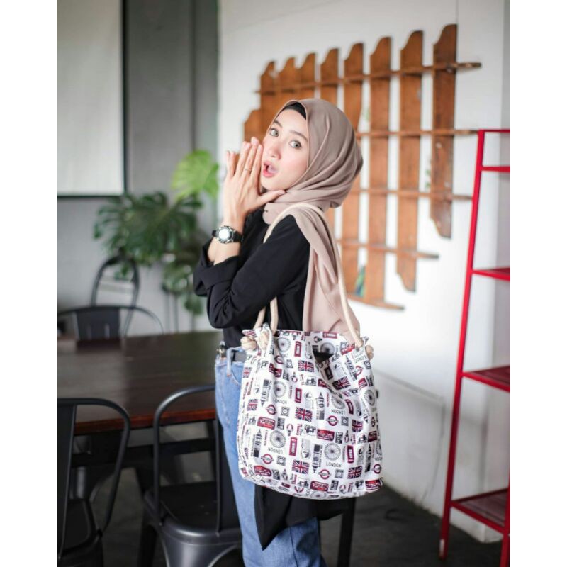 Totebage Murah || Tas Wanita Motif London Kekinian