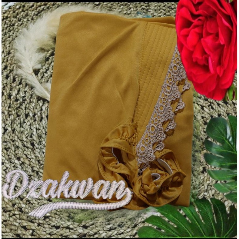 Jilbab instan syar'i sajidah jumbo jersey renda-KUNYIT