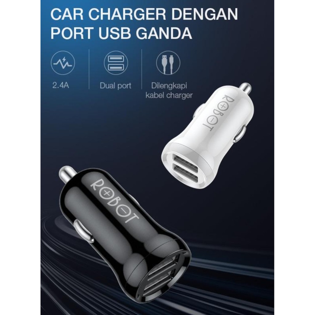 NA -  Car Charger 2.4A 2Usb Robot Charger Mobil Dual Usb C 07