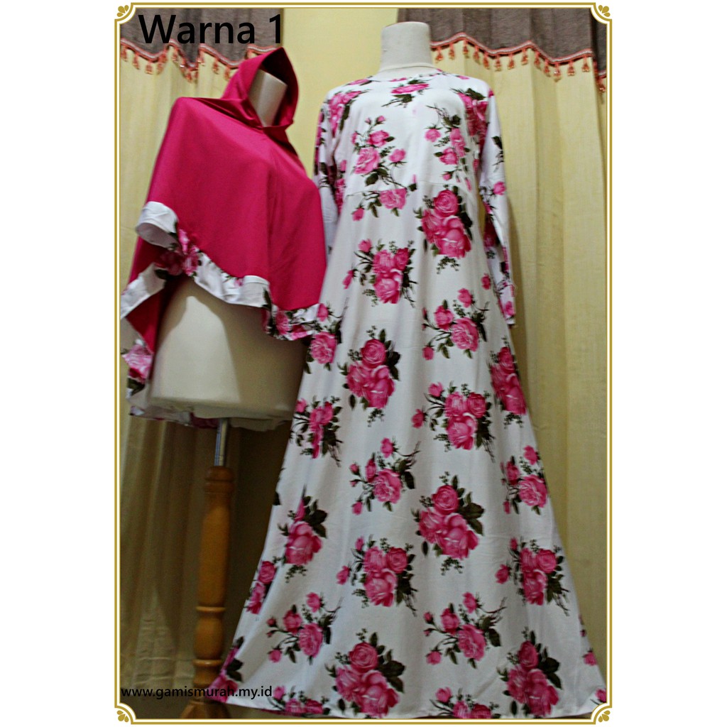 PROMO SPESIAL GAMIS MISBI SET KHIMAR GAMIS MISBEE MOTIF BUNGA #2 GAMIS TERMURAH