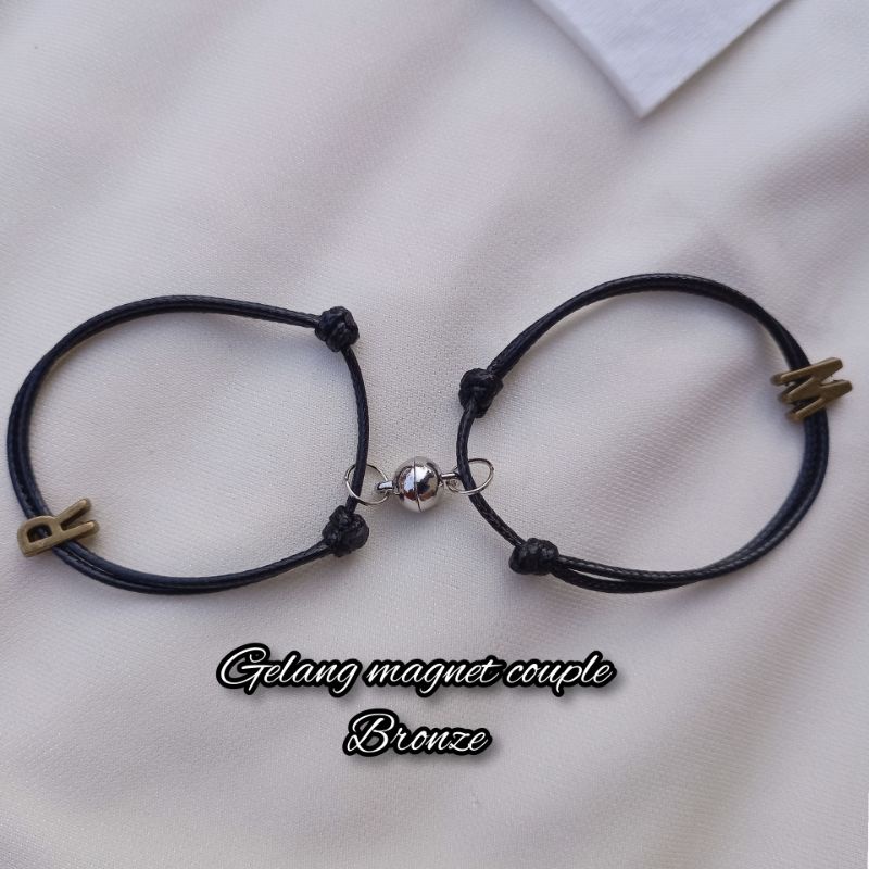 (2pcs) Gelang Magnet Inisial Bronze ||Gelang magnet || Couple magnet || Gelang magnet Inisial