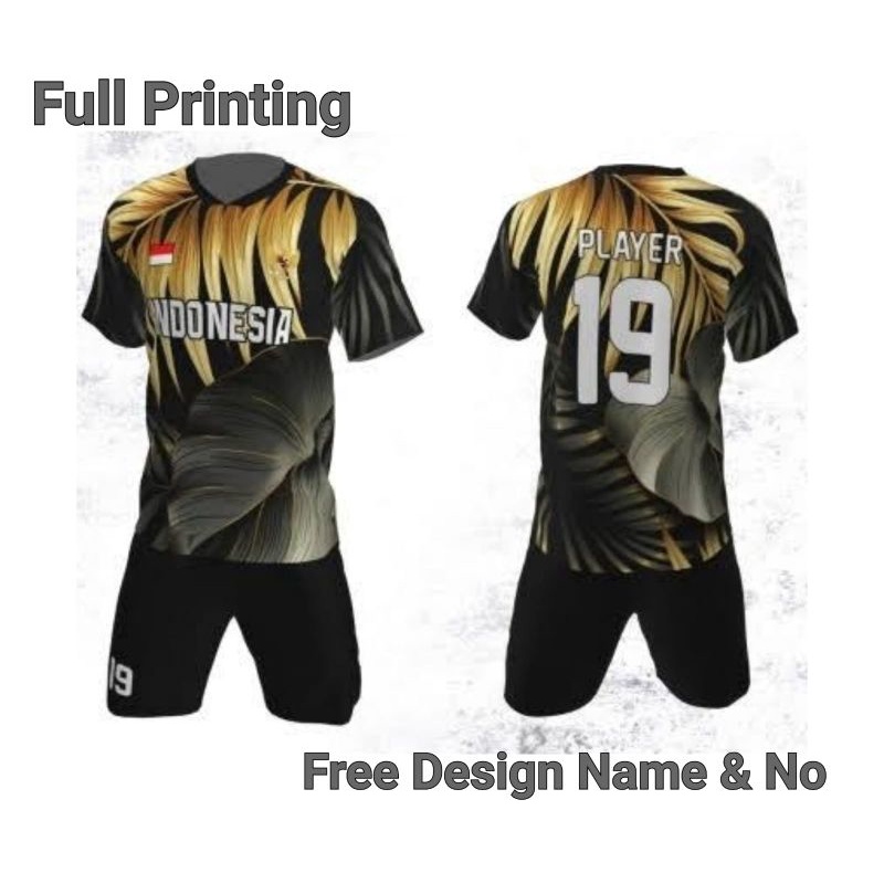 GS Jersey Setelan Futsal Jersey Sepak bola Custom Printing Free Design Nama Dan Nomor Hitam 18