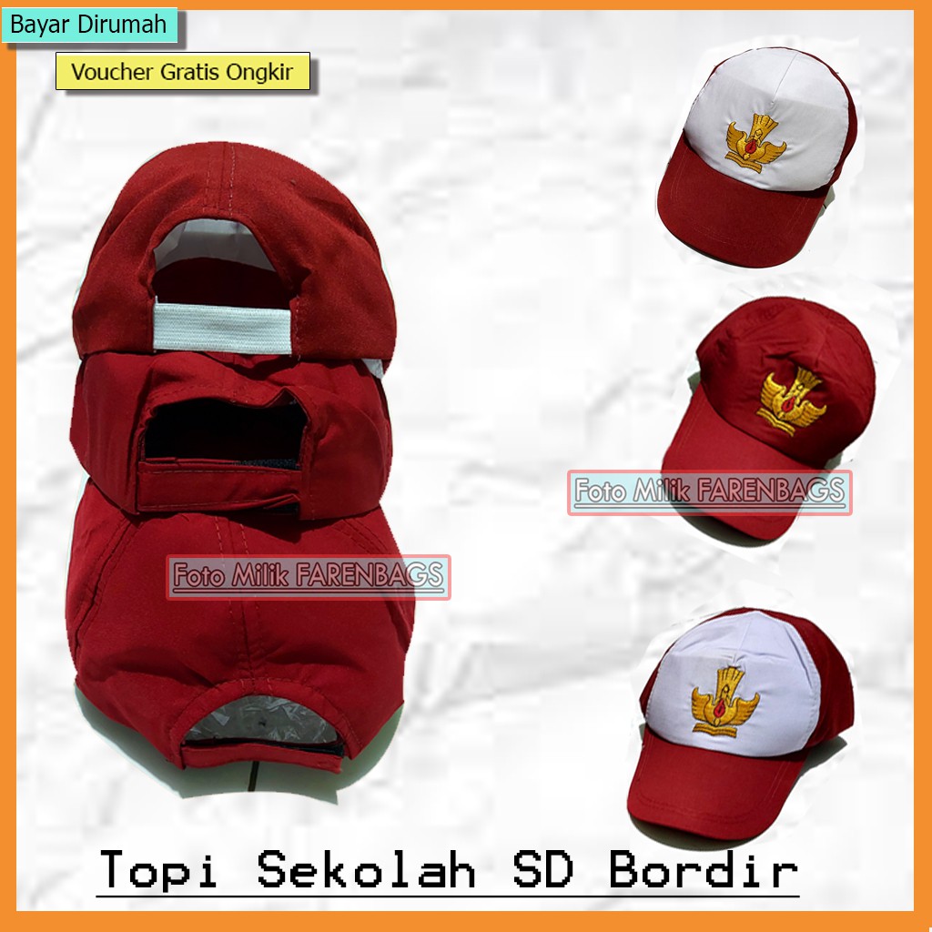 Topi Sekolah SD Topi Trucker SDTopi Merah Putih Topi Merah SD Topi Anak SD Topi Sekolah Dasar Bordir