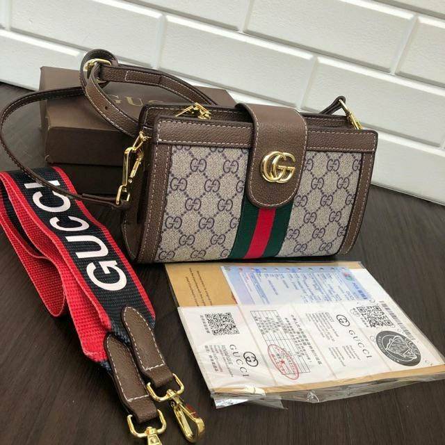 Clutch Gucci Selempang Double Strap size 22x14x6 set box,  fakebill