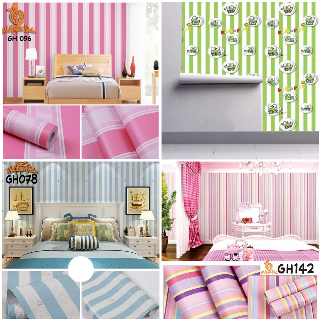 Wallpaper dinding 3d motif salur / Wallpaper dinding kamar tidur anak wallpaper stiker dinding rumah 45cm x 8M