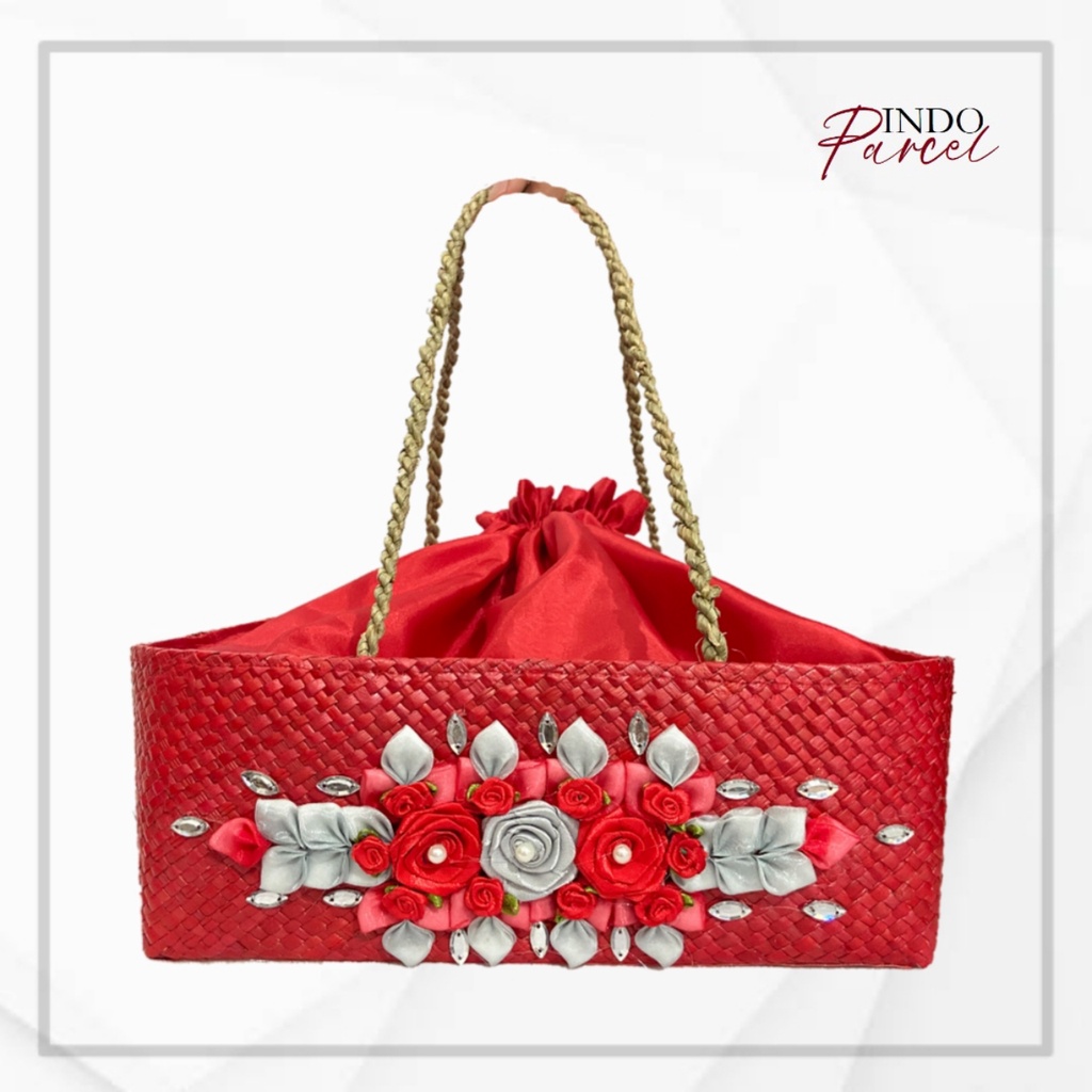 INDOPARCEL - Tas Keranjang Anyaman Tas Hampers Goodie Bag Tas Parsel Anyaman Bunga Pita tas parcel k