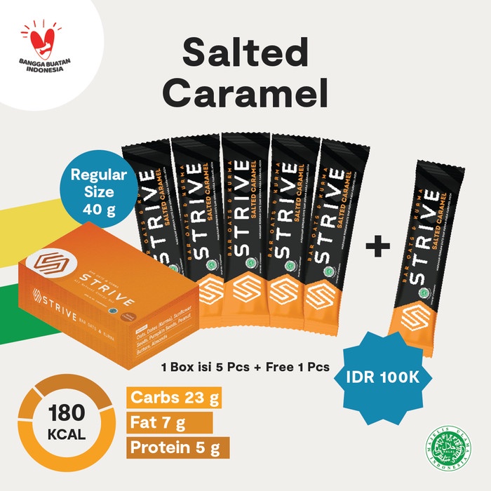 

Instant-Camilan- Strive Rasa Salted Caramel 1 Box Isi 6Pcs -Camilan-Instant.