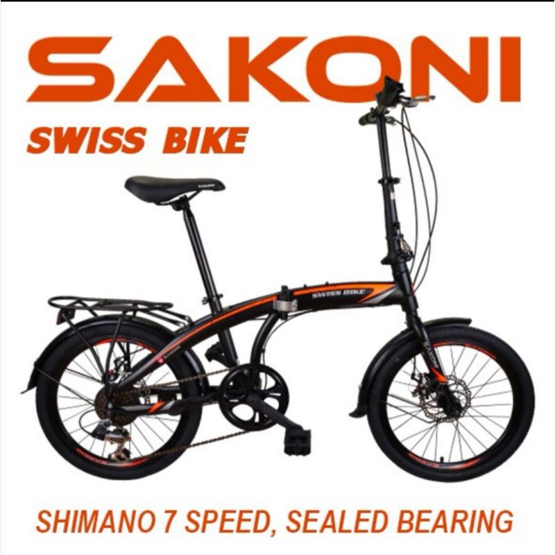 Sepeda Lipat 20 Sakoni Swissbike 7 Speed Shimano cakram Murah