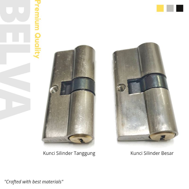 Kunci Silinder Pintu Besar Belva Jantung Kuningan 60mm