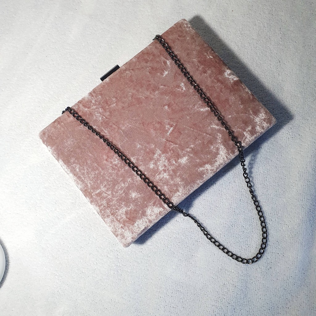 primark bag suede pink clutch tas pesta silver