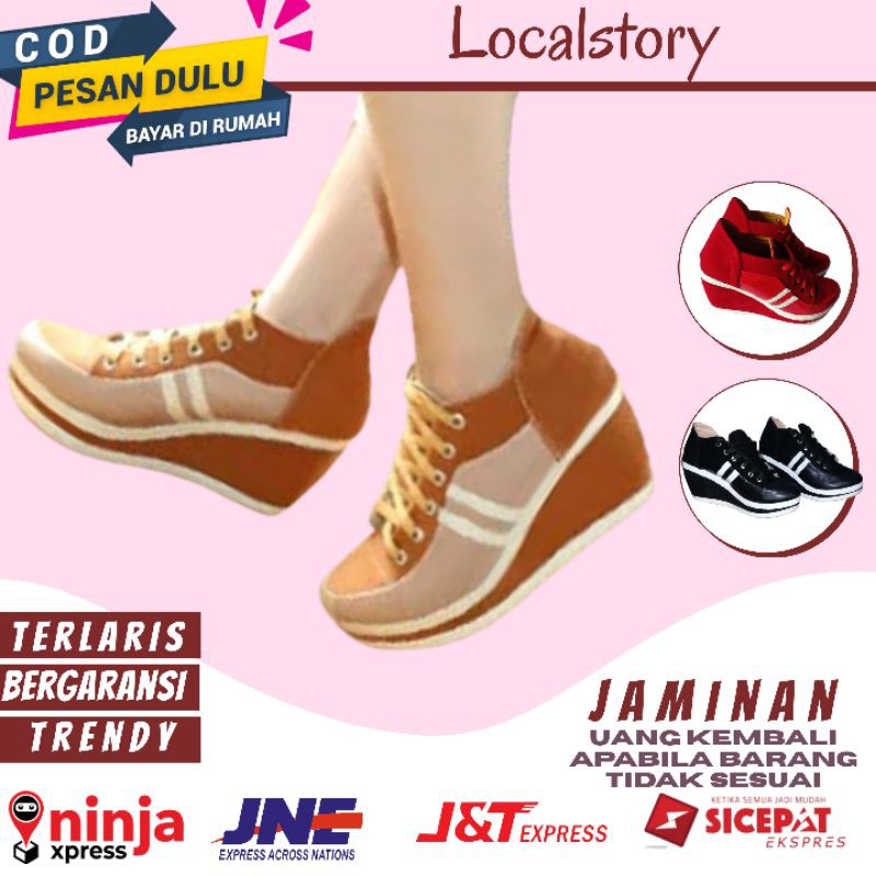 SEPATU SNEAKERS WEDGES TINGGI WANITA PEREMPUAN CEWEK CEWE KOREA MURAH