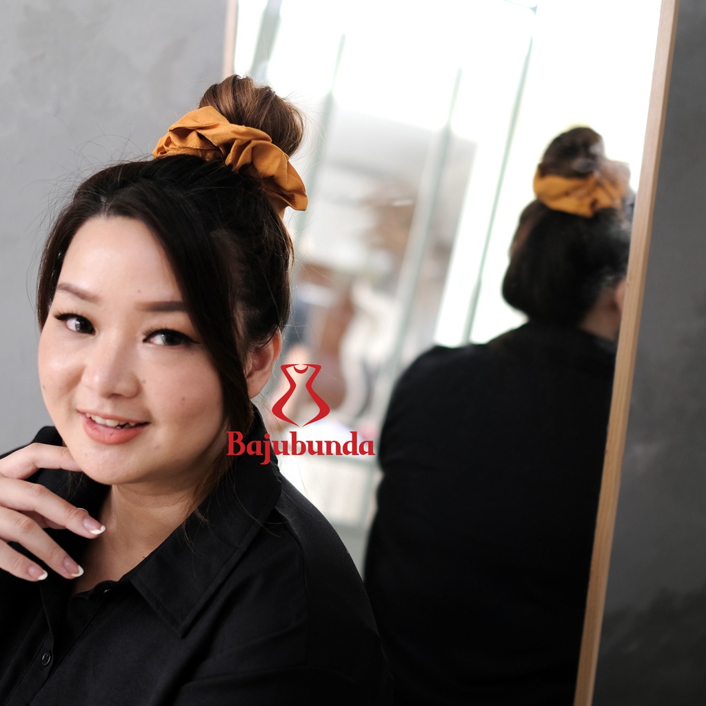 BAJUBUNDA - Scrunchie Jumbo Polos / Scrunchie Big Size / ikat Rambut Wanita / Pita Rambut