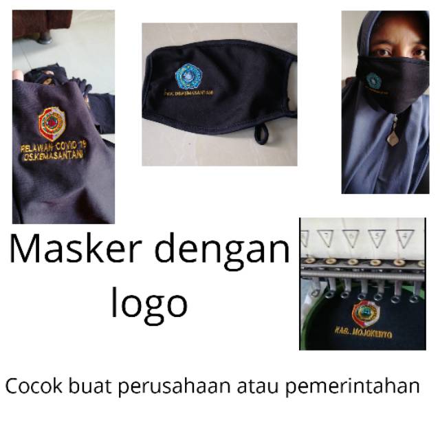 Masker kain gratis logo bordir