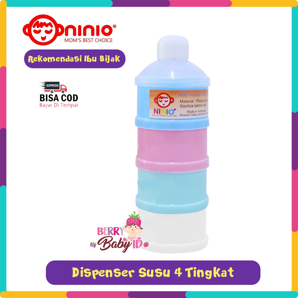 Ninio Tempat Dispenser Susu Bayi Milk Powder Dispenser 4 Susun Tingkat Berry Mart