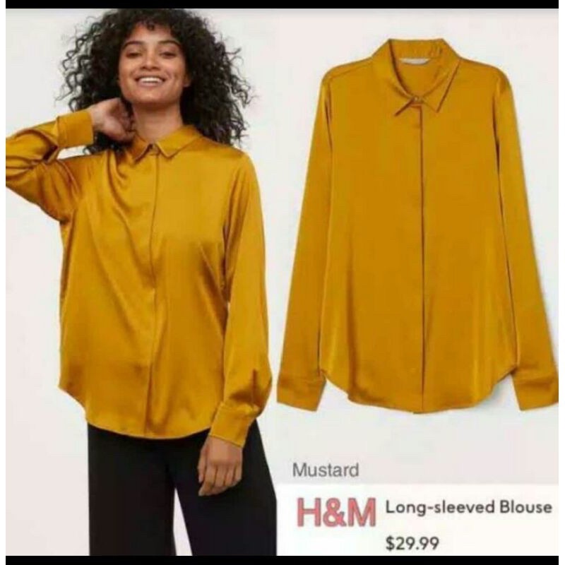 Kemeja Satin HNM Shirt Satin New Original