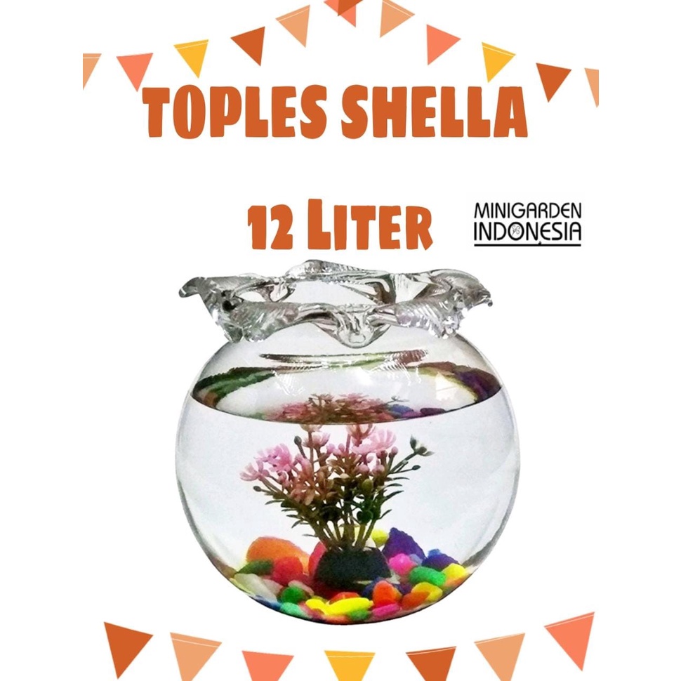 AQUARIUM KEMBANG TOPLES BULAT SHELLA 12 LITER DLX