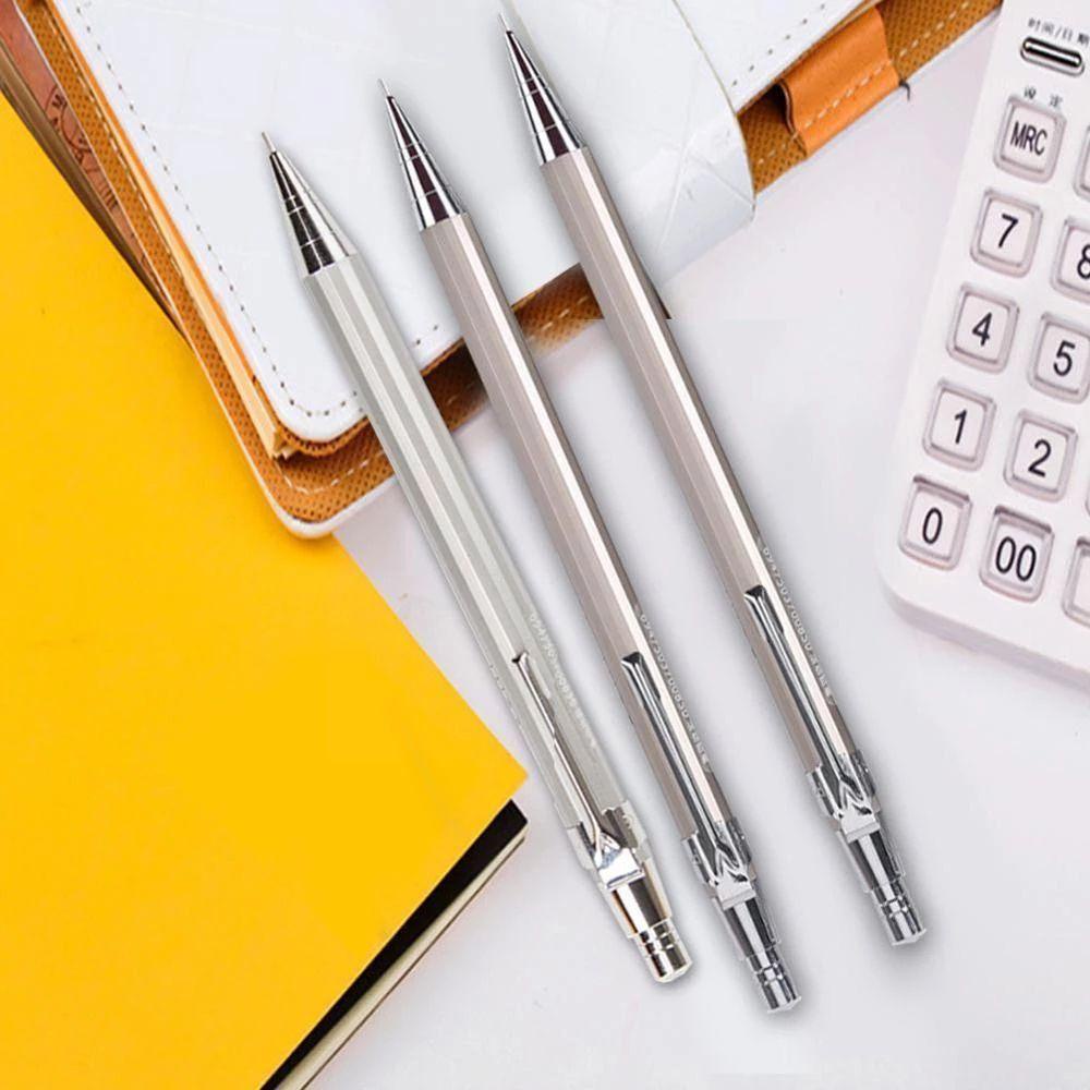 Agustinina Pensil Mekanik Pria Simple Serut Classwork Tulisan Metal Perlengkapan Alat Tulis
