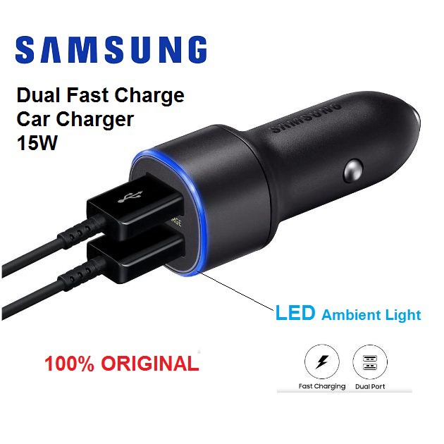 Charger Mobil SAMSUNG Dual Fast Charging 15W Original100% Tanpa kabel