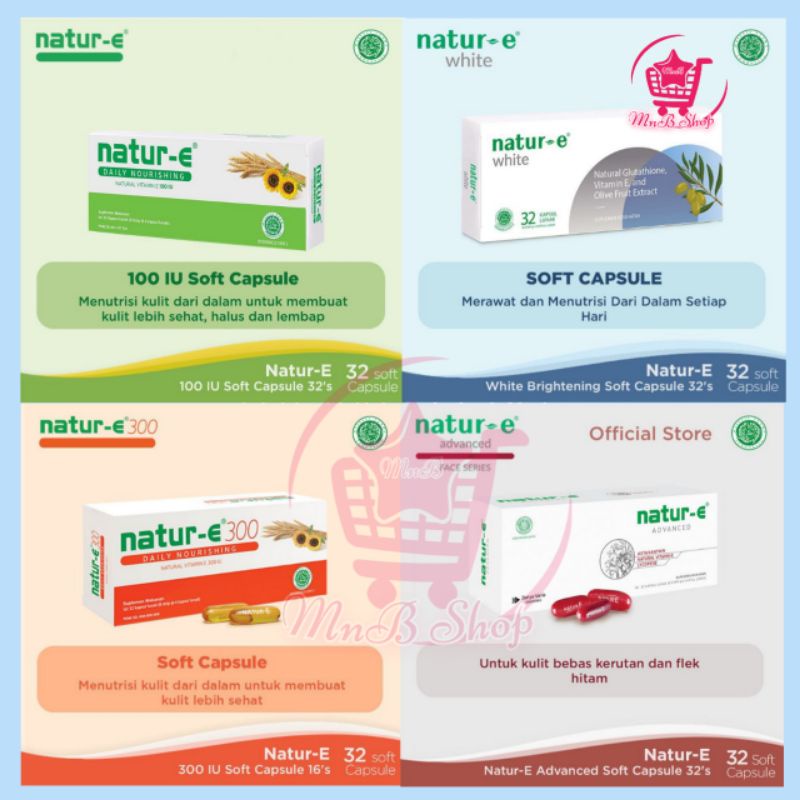 NATUR-E Kapsul | E 100 IU | E300 IU | White | Advanced (16's | 32's)