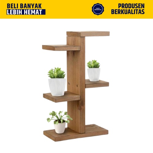 Rak Pot hias Kaktus Kayu Serbaguna Mini