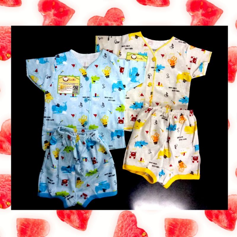 Leeva setelan baju bayi pendek party NB