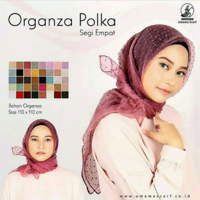 Jilbab organza polka/hijab organza polkadot/jilbab umama/ organza polka merk azara termurah