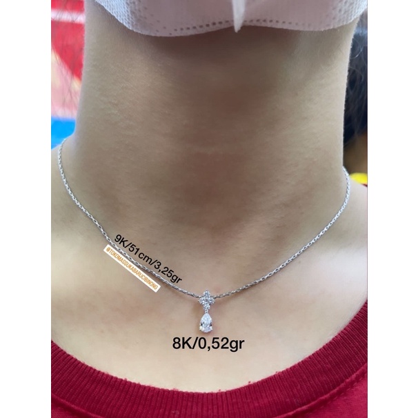 1 Set kalung & Liontin Mas Putih 420/9K Liontin 375/8K (EMAS ASLI)