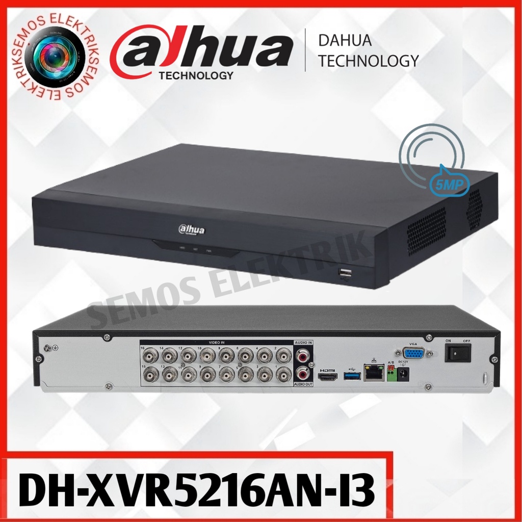 DAHUA XVR5216AN-I3 16CH 5MP WizSense DVR 16 CHANNEL SUPPORT 2 HDD