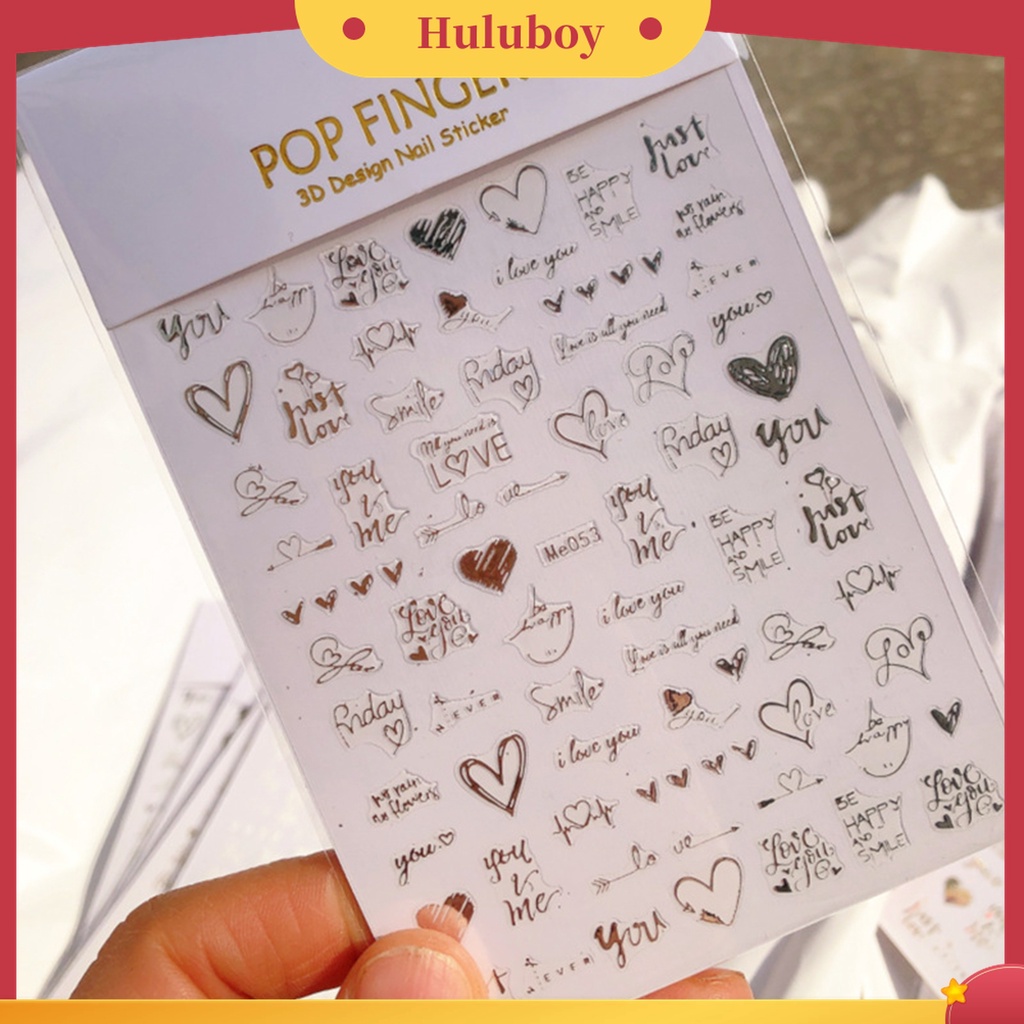 Huluboy Huluboy♡ Stiker Kuku Motif Hati 3D Untuk Manicure