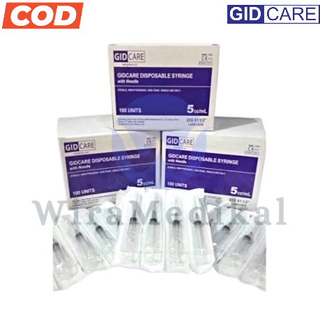 Disposable Spuit Syringe 5cc GID Care With Needle / GID Care Suntikan 5ml