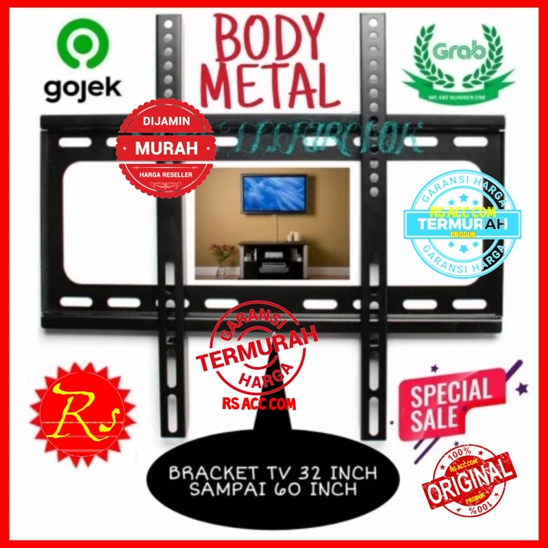 Bracket TV 32 INCH Sampai 60 INCH Body Metal Segala Merek Tv Grosir