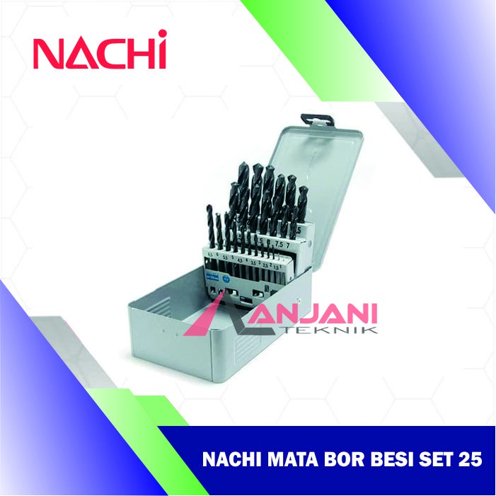 Nachi Mata Bor Besi Set 25 Pcs 1-13 Mm X 0.5 Hss Drills 25pcs 1mm-13mm