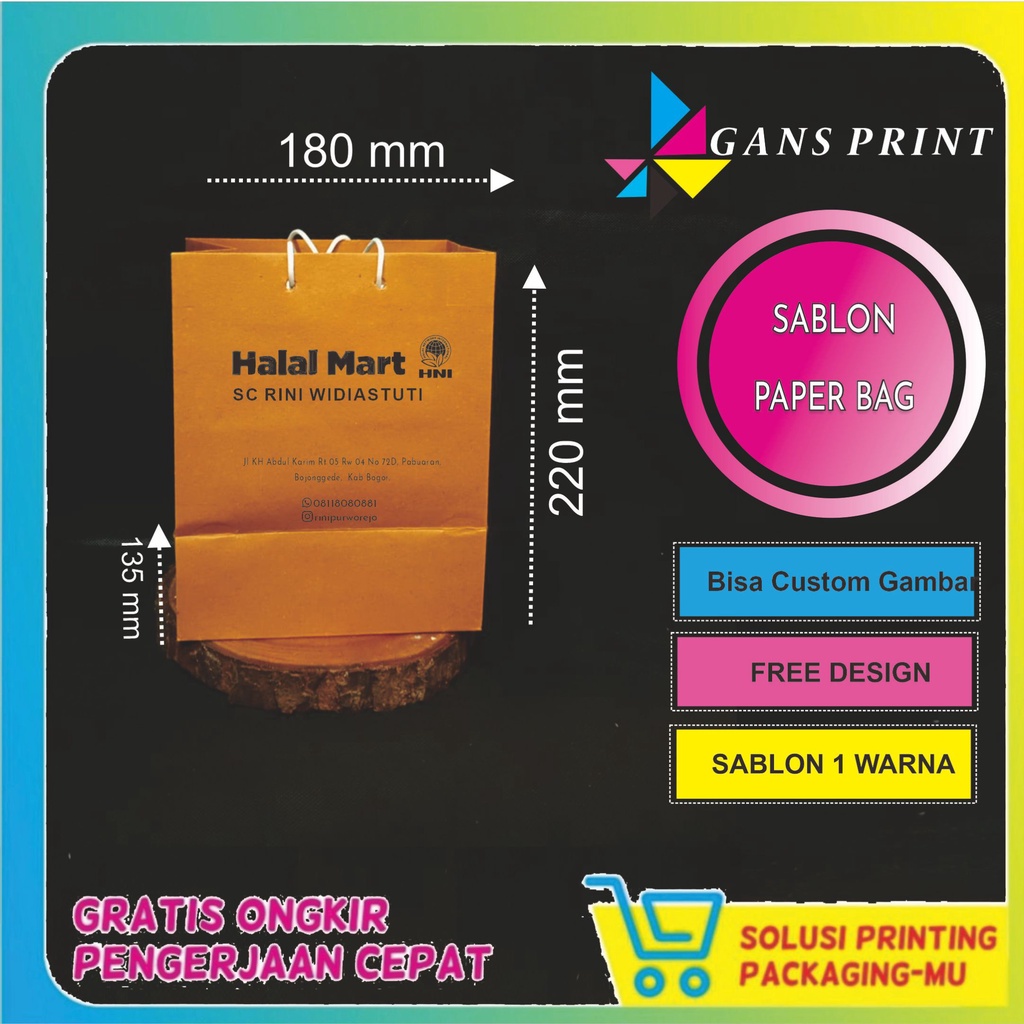 

SABLON TAS PAPERBAG COKLAT UK. 18X13,5X22 - BISA CUSTOM DESAIN -