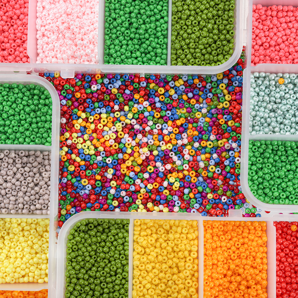9000pcs / Set Manik-Manik Kaca Desain Buah Ukuran 2mm Untuk Aksesoris Perhiasan