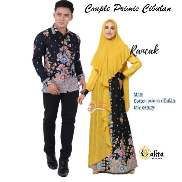 COUPLE GAMIS SYARII MODERN TERBARU GAMIS RANCAK KOMBINASI CERUTI