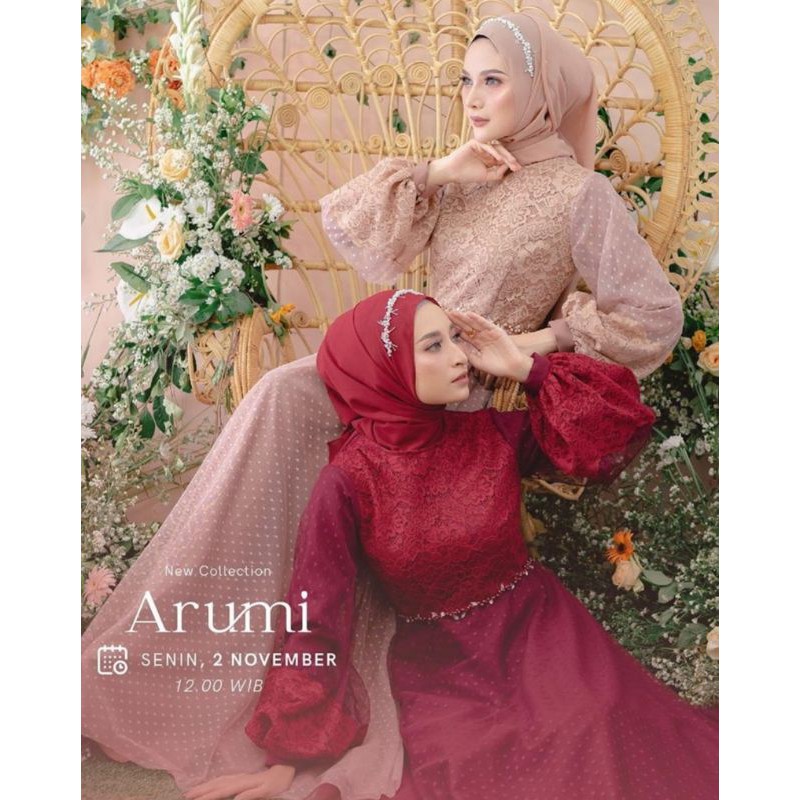 gaun Arumi,simpel, elegan, formal dan mewah. pas buat kondangan, hajatan, pertemuan keluarga dll