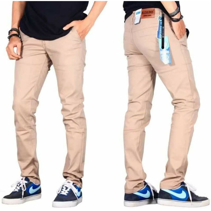 Celana Celana Chino Chinos Pria Panjang Bahan Melar Kerja Harian Cino Slim Fit Murah