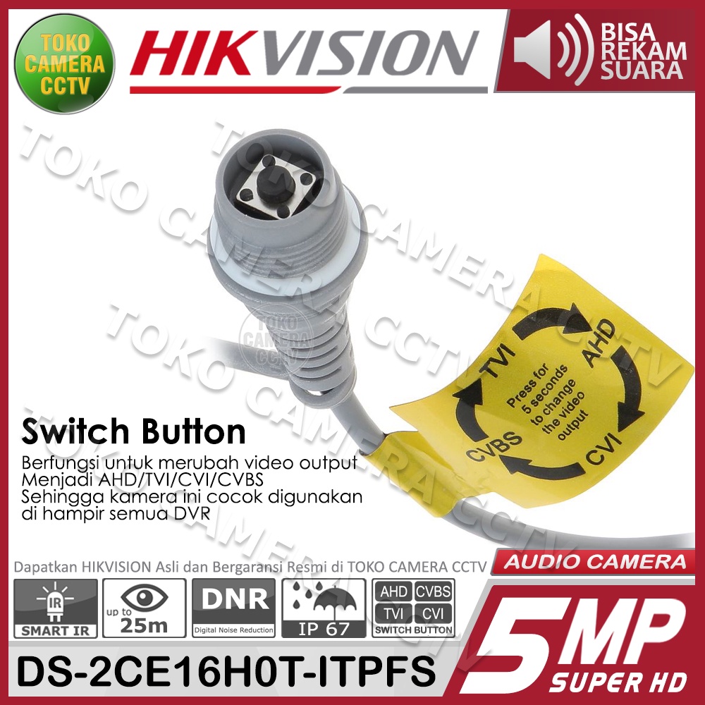 KAMERA CCTV OUTDOOR HIKVISION 5MP MIC AUDIO CAMERA HIKVISION 5MP AUDIO