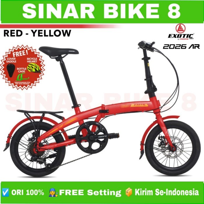 Sepeda Lipat Ukuran 16 Inch EXOTIC 2026 AR Boncengan 7 Speed Rem Cakram