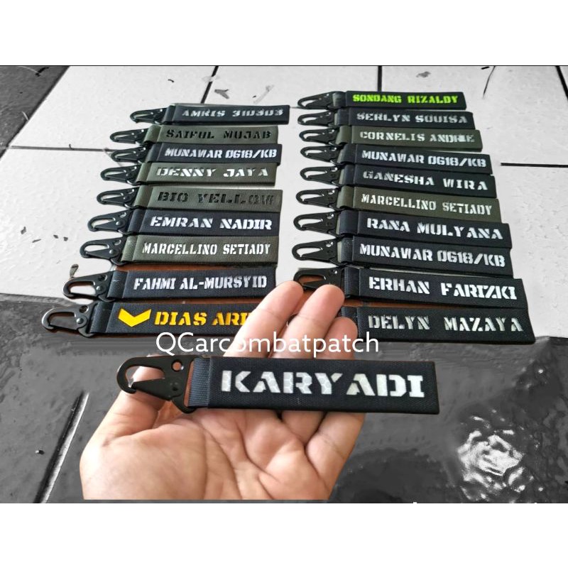 Patch laser custom nama gantungan kunci